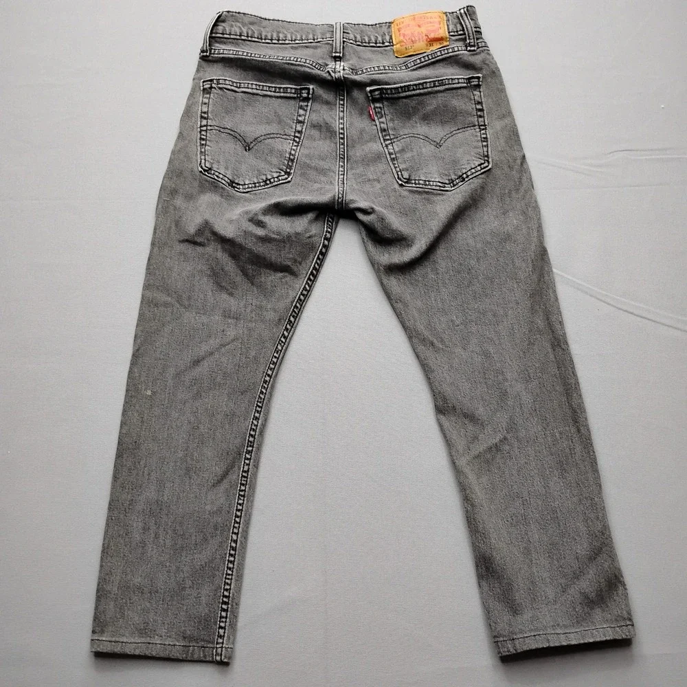 Levis 512 Slim Taper Jeans Mens 31x25 Gray Acid Wash Denim Pants Hemmed
